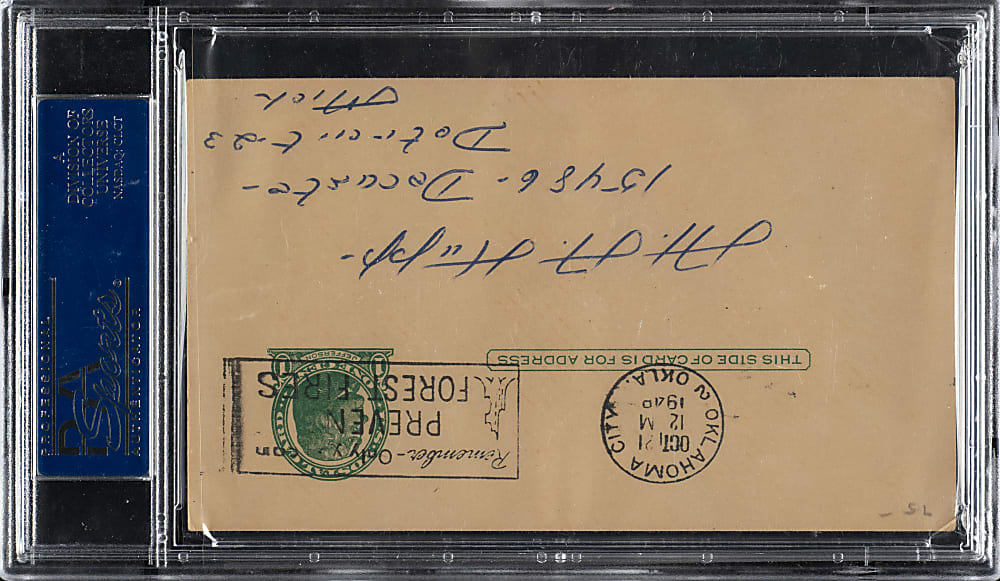 Lloyd Waner Signed Index Card PSA/DNA MINT 9