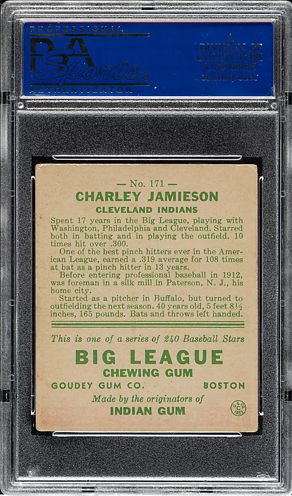 1933 R319 Goudey #171 Charley Jamieson PSA VG-EX 4