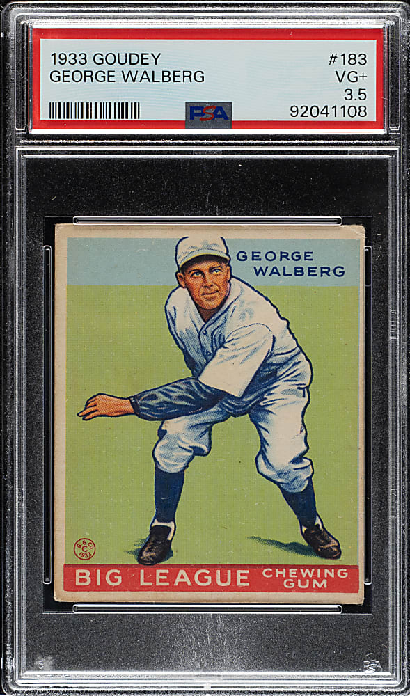 1933 R319 Goudey #183 Rube Walberg PSA VG+ 3.5