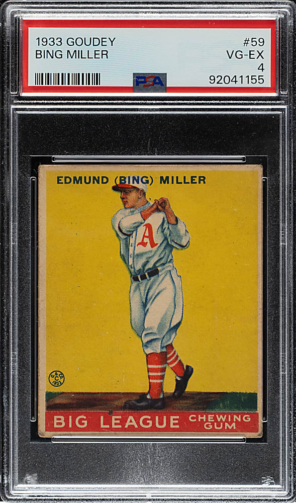 1933 R319 Goudey #59 Bing Miller PSA VG-EX 4