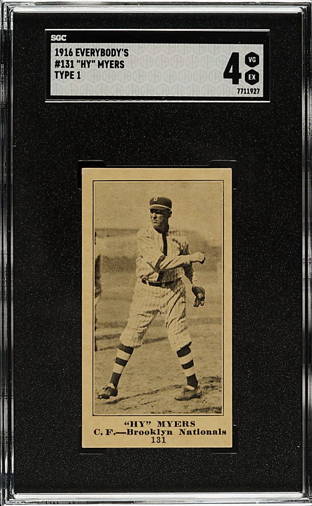 1916 M101-4 Everybody's Clothing Store (Type 1) #131 "Hy" Myers SGC VG/EX 4