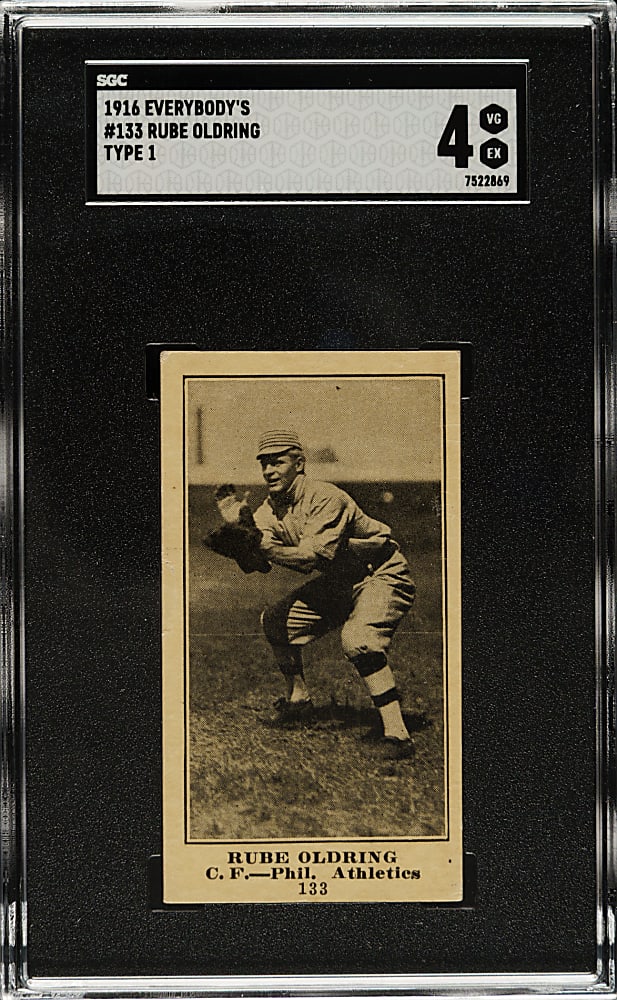 1916 M101-4 Everybody's Clothing Store (Type 1) #133 Rube Oldring SGC VG/EX 4