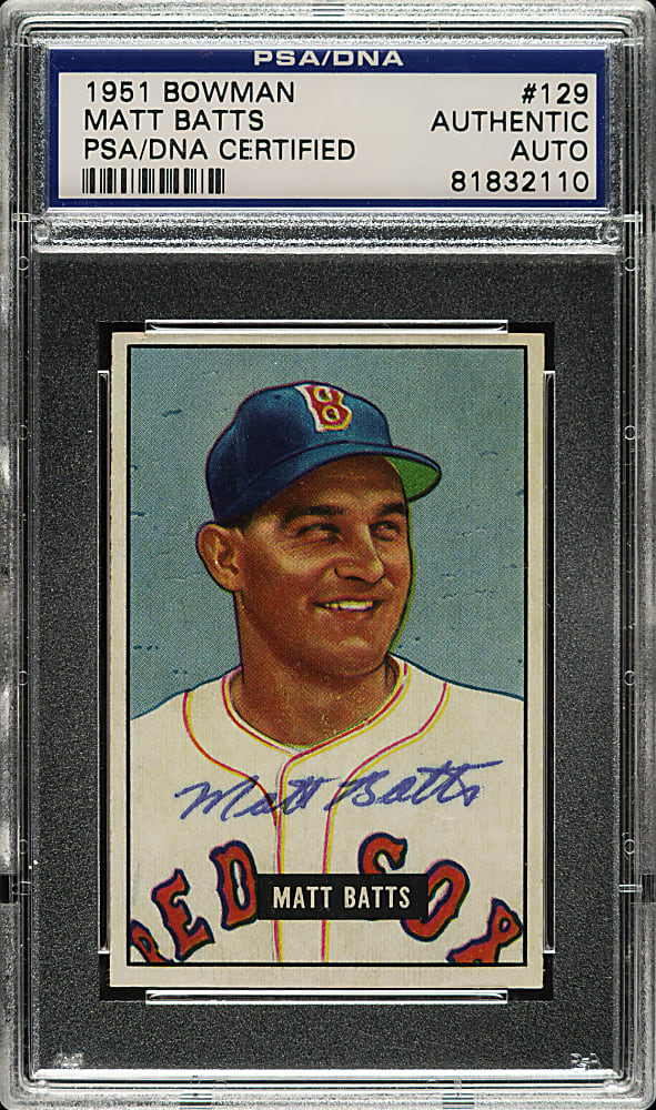 Signed 1951 Bowman #129 Matt Batts - PSA/DNA