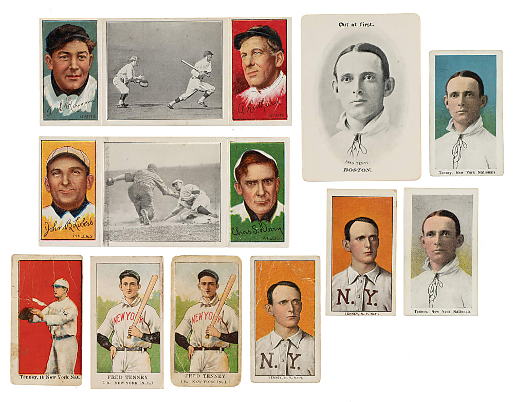 1910-Era Fred Tenney Type-Card Collection (10) Including E90-1, T206, T202, and M116