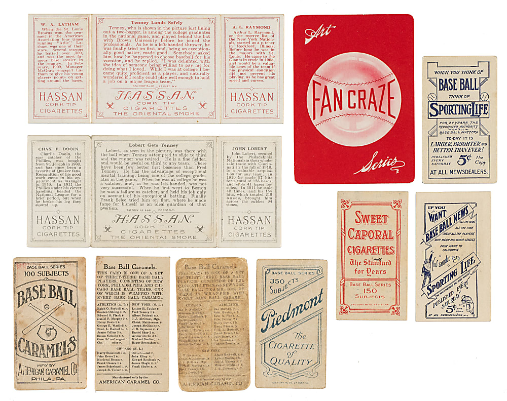1910-Era Fred Tenney Type-Card Collection (10) Including E90-1, T206, T202, and M116