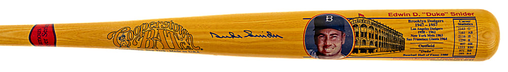 Duke Snider Signed Cooperstown Bat - JSA