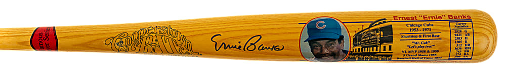 Ernie Banks Signed Cooperstown Bat - JSA