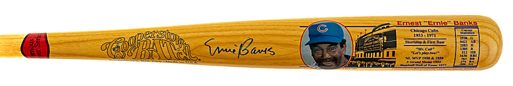 Ernie Banks Signed Cooperstown Bat - JSA