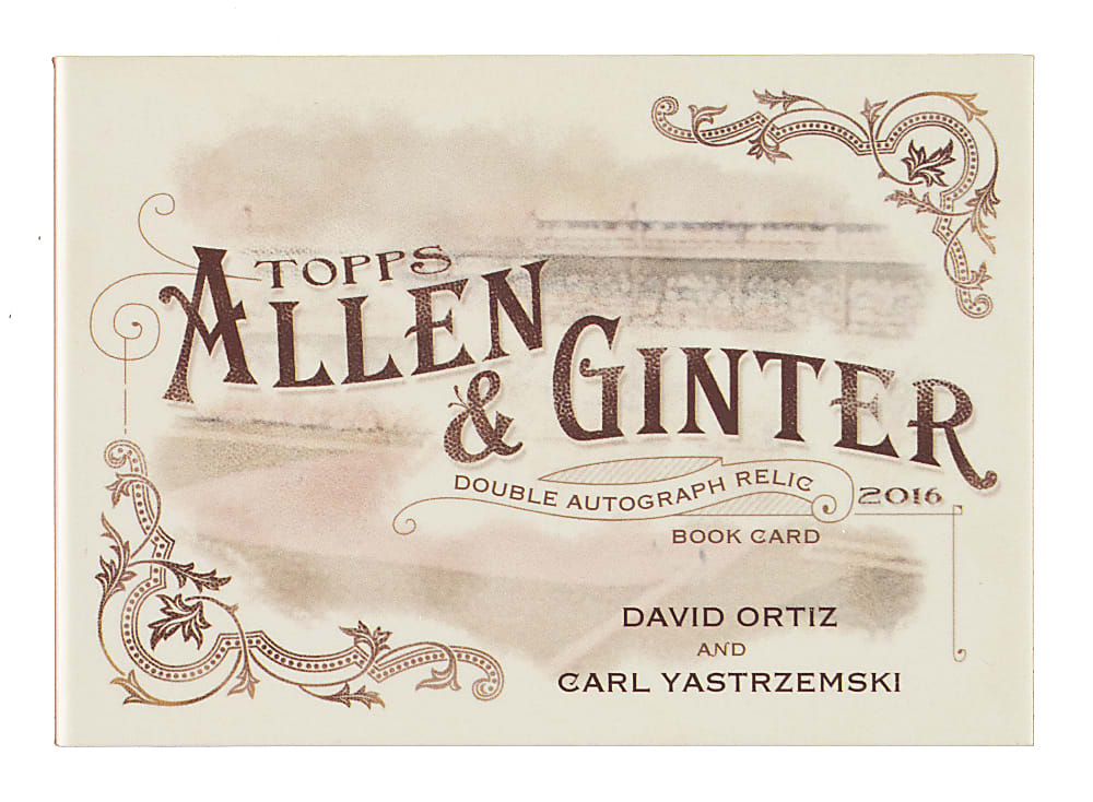 2016 Topps Allen & Ginter Autograph Relic Book #DBC-OY David Ortiz/Carl Yastrzemski #6/10