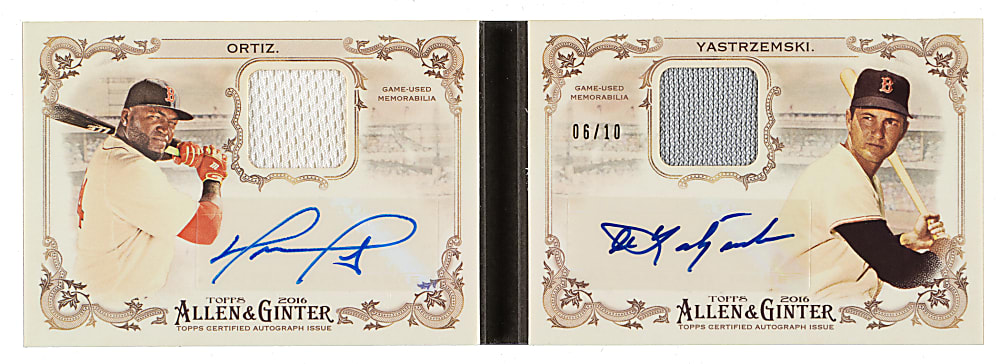 2016 Topps Allen & Ginter Autograph Relic Book #DBC-OY David Ortiz/Carl Yastrzemski #6/10