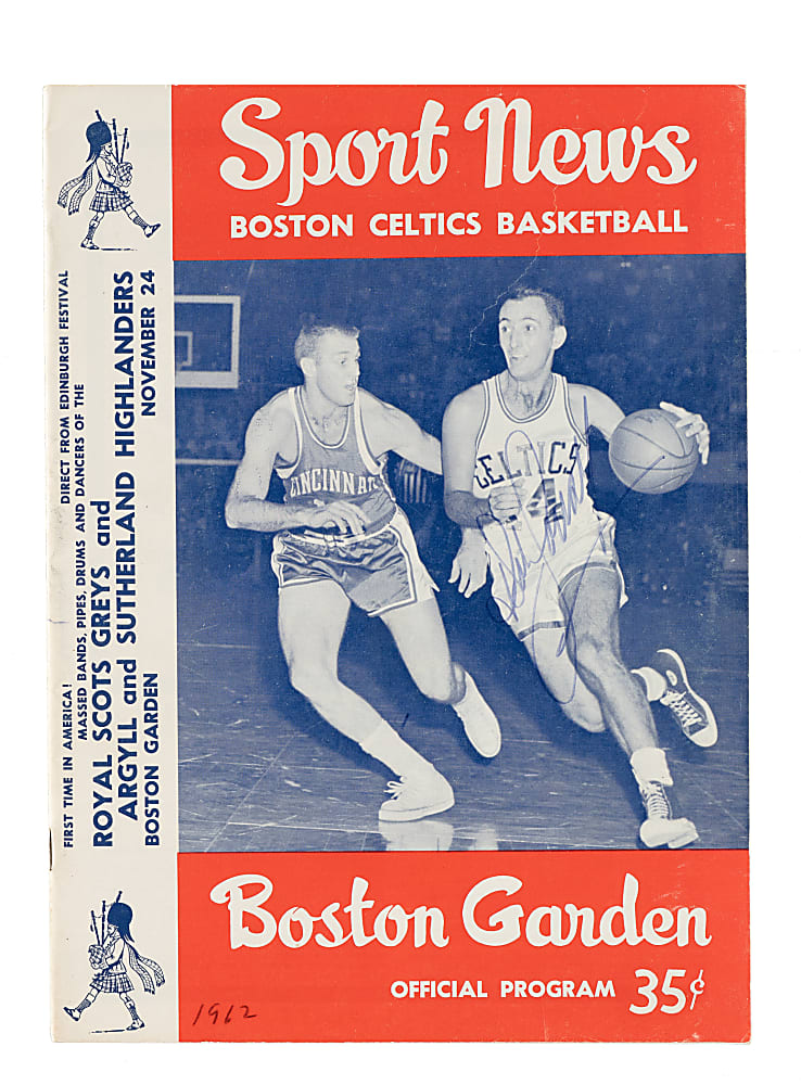 October 27, 1962 Boston Celtics (vs. Syracuse Nationals) Program Signed by Bob Cousy and Tom Heinsohn