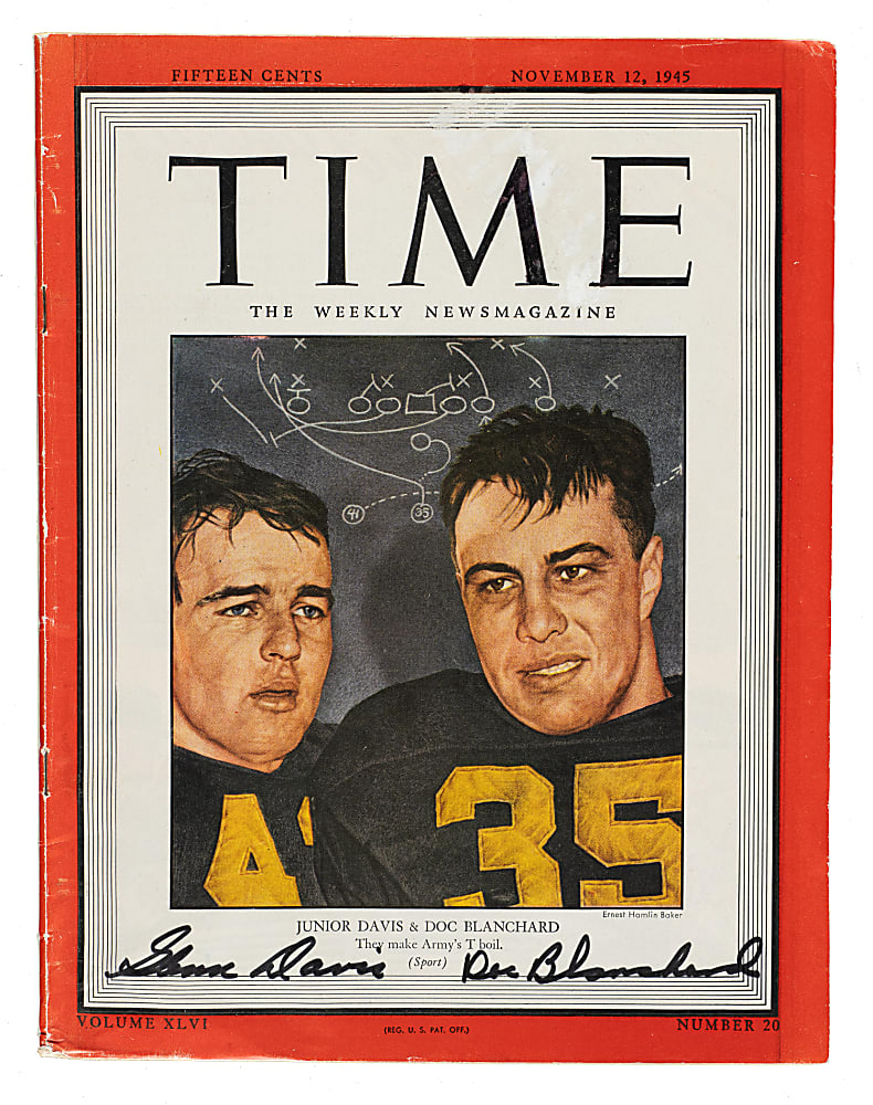 1945 Junior Davis and Doc Blanchard Signed Time Magazine