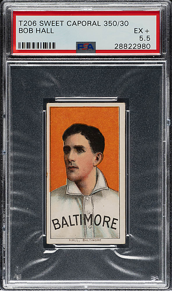 1909-1911 T206 White Border Bob Hall PSA EX+ 5.5
