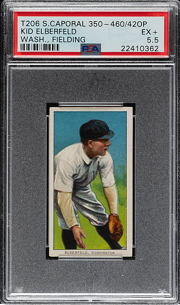 1909-1911 T206 White Border Kid Elberfeld Washington, Fielding PSA EX+ 5.5