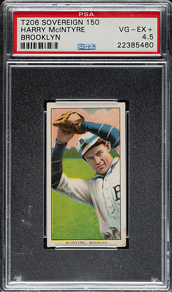 1909-1911 T206 White Border Harry McIntyre Brooklyn PSA VG-EX+ 4.5 - Sovereign 150 Back