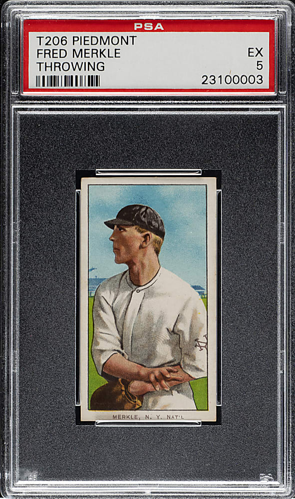1909-1911 T206 White Border Fred Merkle Throwing PSA EX 5 - Piedmont "Factory 42" Back