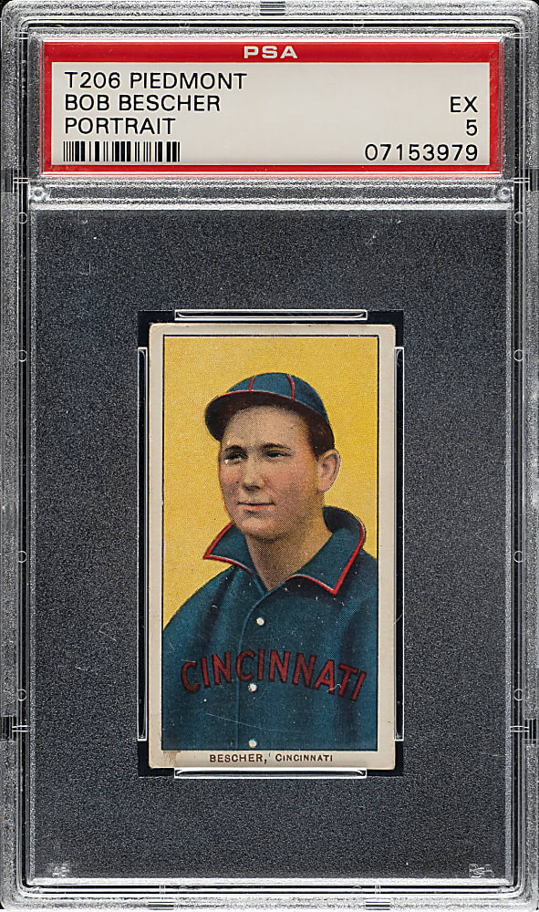 1909-1911 T206 White Border Bob Bescher Portrait PSA EX 5
