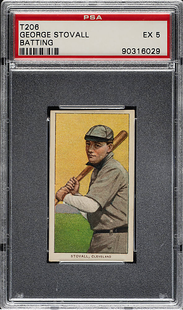 1909-1911 T206 White Border George Stovall Batting PSA EX 5