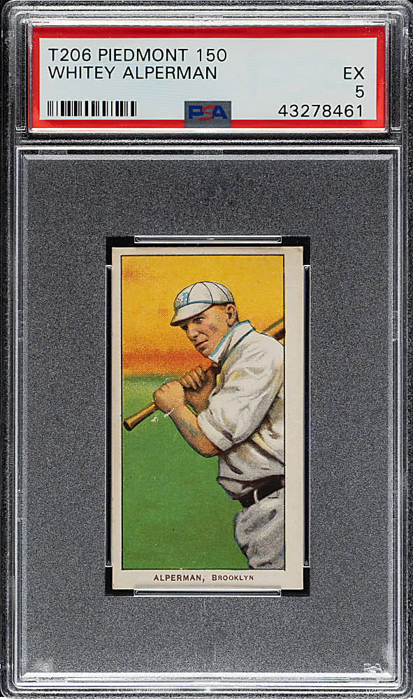1909-1911 T206 White Border Whitey Alperman PSA EX 5