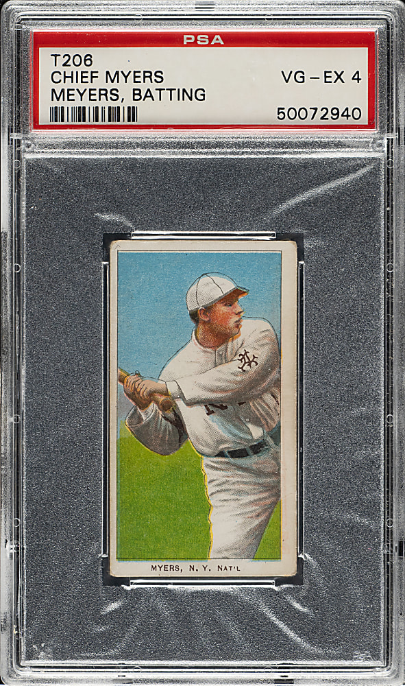 1909-1911 T206 White Border Chief Myers Batting PSA VG-EX 4