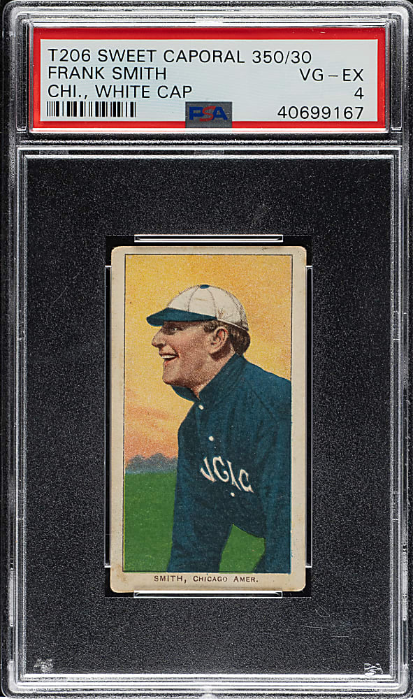 1909-1911 T206 White Border Frank Smith Chicago White Cap PSA VG-EX 4