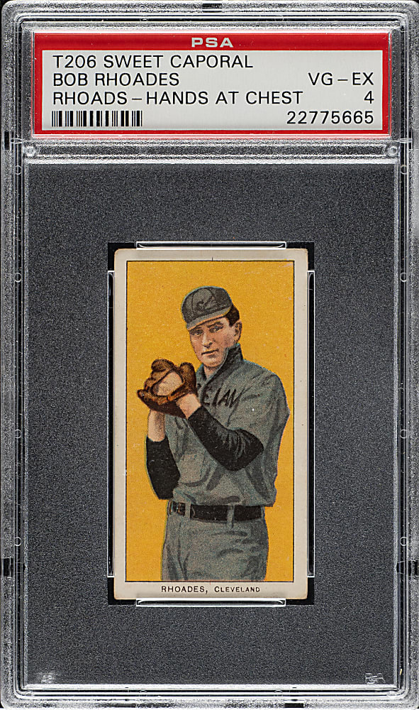 1909-1911 T206 White Border Bob Rhoades Hands at Chest PSA VG-EX 4