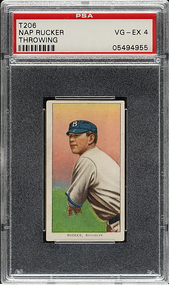 1909-1911 T206 White Border Nap Rucker Throwing PSA VG-EX 4
