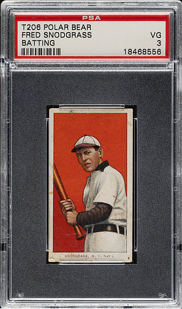 1909-1911 T206 White Border Fred Snodgrass Batting PSA VG 3 - Polar Bear Back