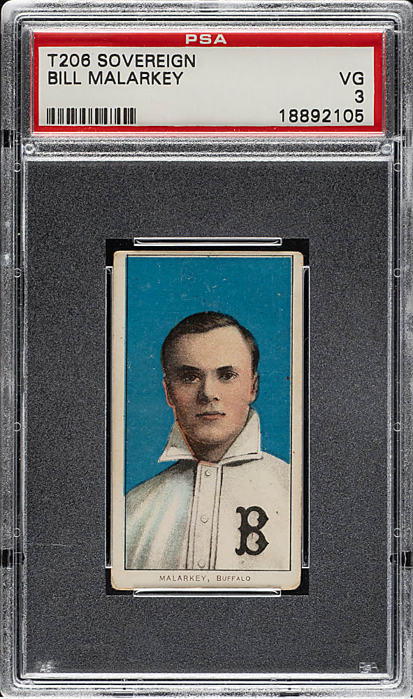 1909-1911 T206 White Border Bill Malarkey PSA VG 3 - Sovereign 350 Back