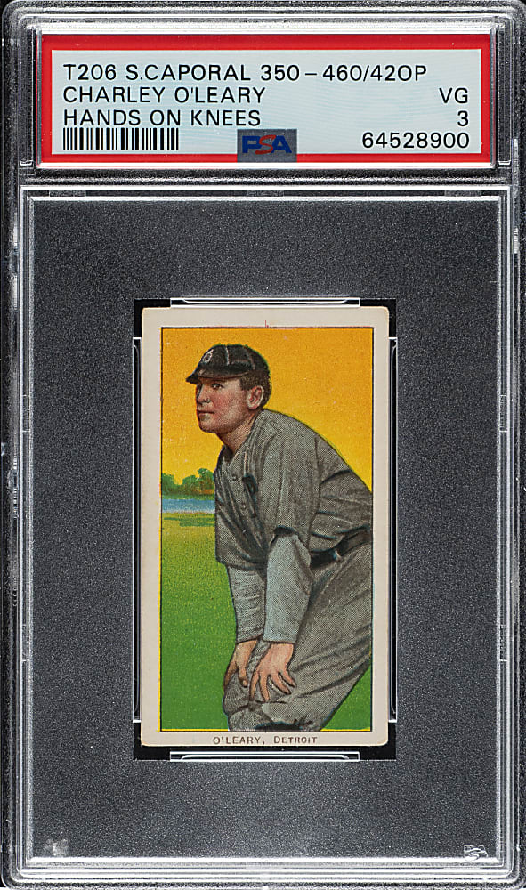 1909-1911 T206 White Border Charley O'Leary Hands on Knees PSA VG 3
