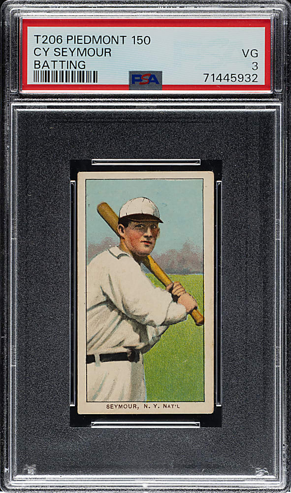 1909-1911 T206 White Border Cy Seymour Batting PSA VG 3