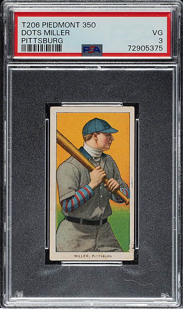 1909-1911 T206 White Border Dots Miller PSA VG 3