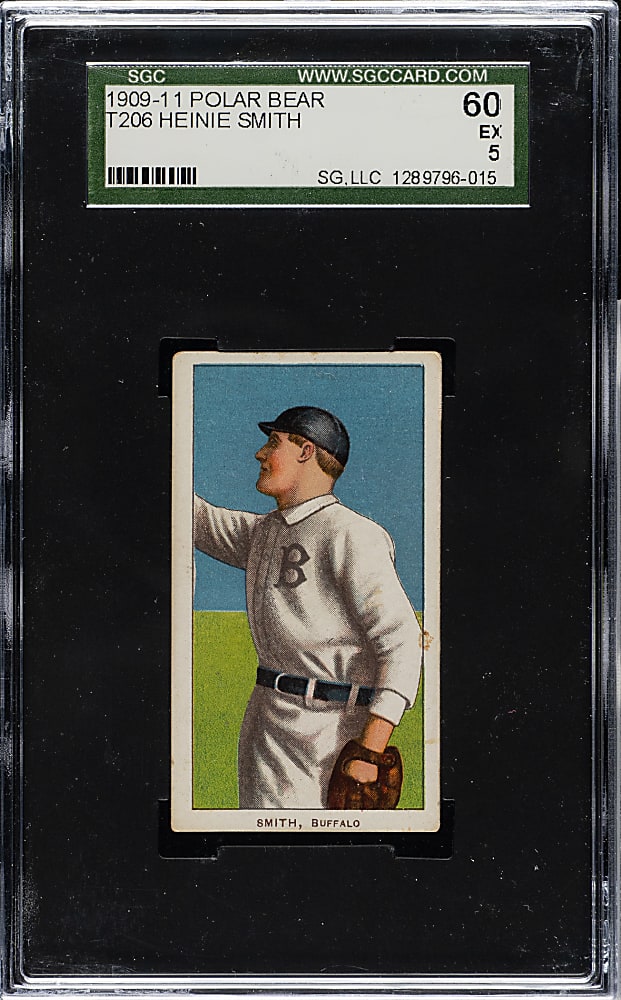 1909-1911 T206 White Border Heinie Smith SGC EX 60 - Polar Bear Back
