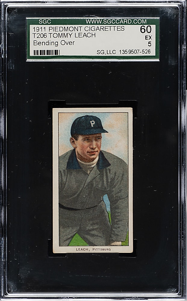 1909-1911 T206 White Border Tommy Leach Bending Over SGC EX 60