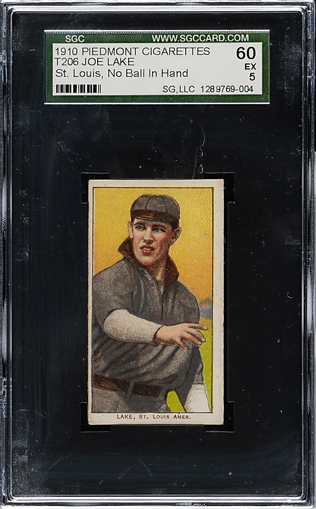 1909-1911 T206 White Border Joe Lake St. Louis, No Ball in Hand SGC EX 60