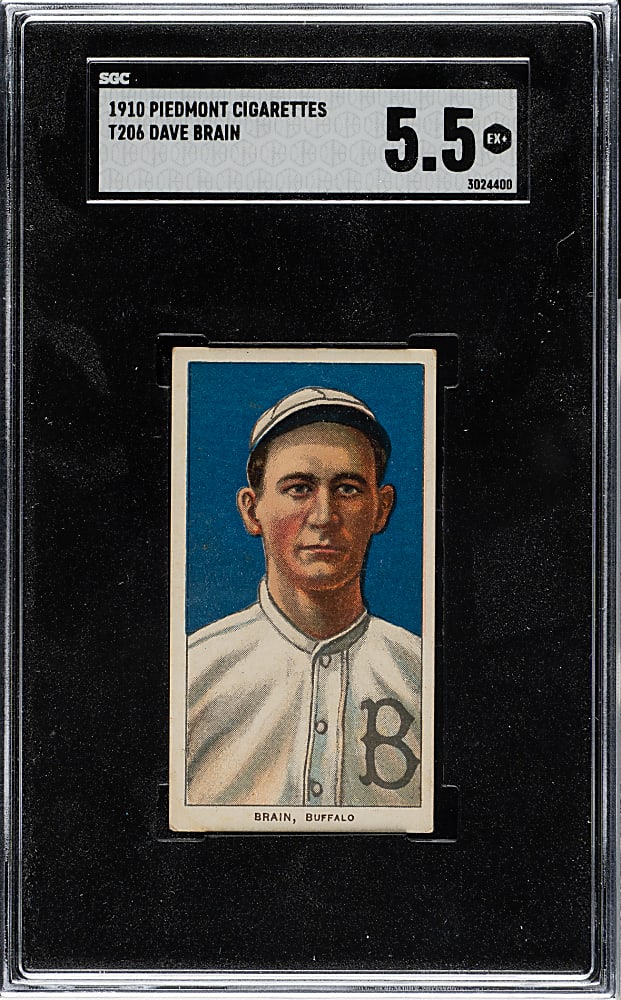 1909-1911 T206 White Border Dave Brain SGC EX+ 5.5