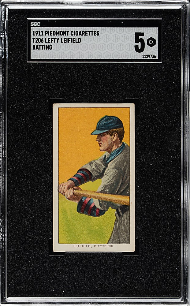 1909-1911 T206 White Border Lefty Leifield Batting SGC EX 5