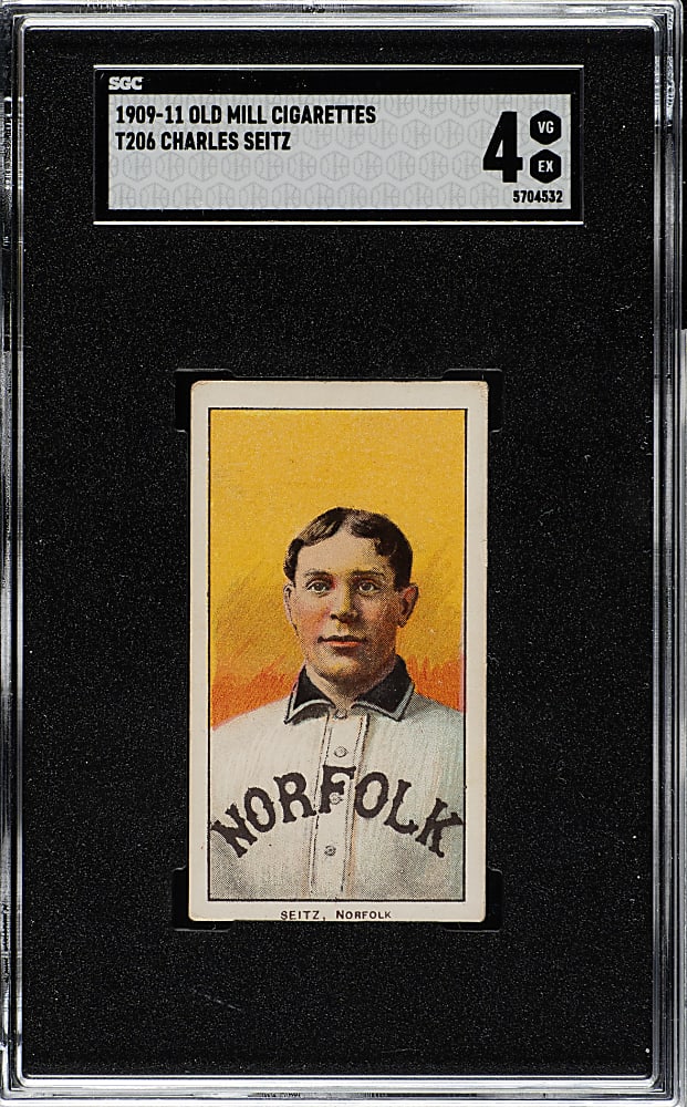 1909-1911 T206 White Border Charles Seitz Southern Leaguer SGC VG/EX 4 - Old Mill Back