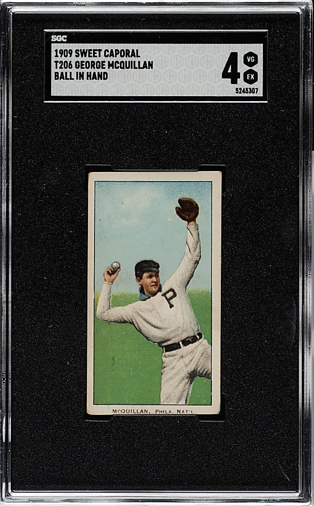 1909-1911 T206 White Border George McQuillan Ball in Hand SGC VG/EX 4