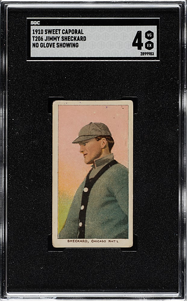 1909-1911 T206 White Border Jimmy Sheckard No Glove Showing SGC VG/EX 4