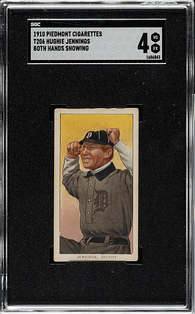 1909-1911 T206 White Border Hughie Jennings Both Hands Showing SGC VG/EX 4