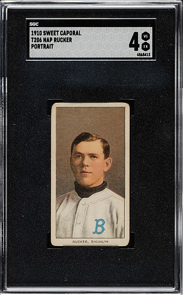1909-1911 T206 White Border Nap Rucker Portrait SGC VG/EX 4