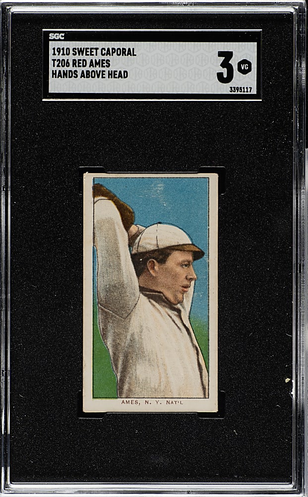 1909-1911 T206 White Border Red Ames Hands Above Head SGC VG 3