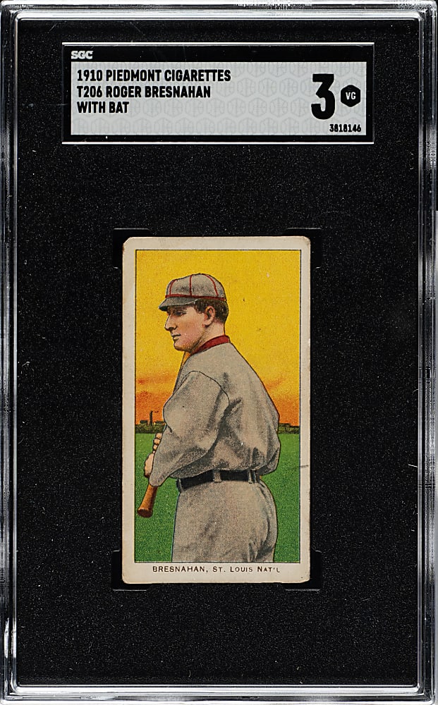 1909-1911 T206 White Border Roger Bresnahan with Bat SGC VG 3