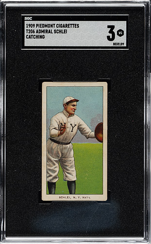1909-1911 T206 White Border Admiral Schlei Catching SGC VG 3