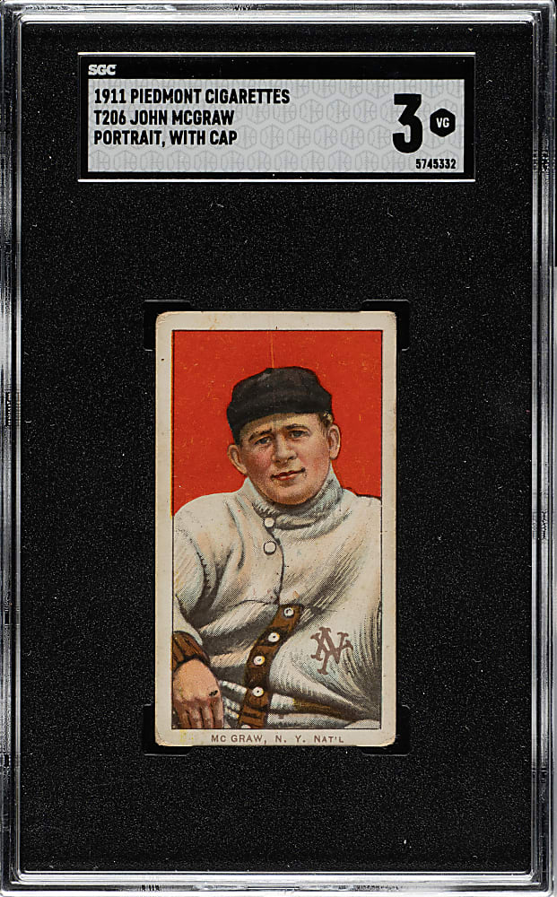 1909-1911 T206 White Border John McGraw Portrait with Cap SGC VG 3