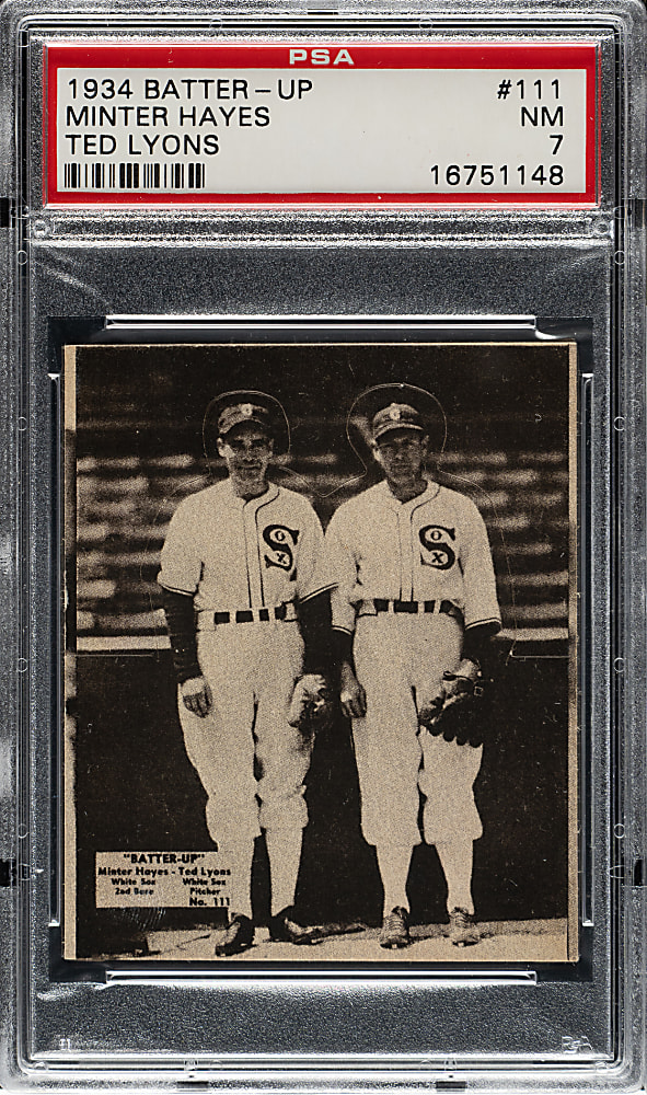 1934-1936 R318 Batter-Up #111 Minter Hayes and Ted Lyons PSA NM 7