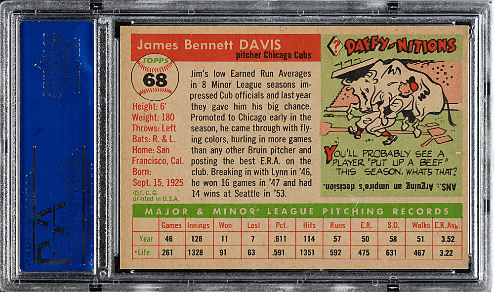 1955 Topps #68 Jim Davis PSA NM-MT 8