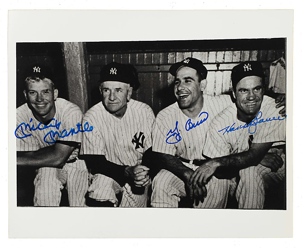Mickey Mantle, Yogi Berra, and Hank Bauer Multi-Signed Photograph - JSA