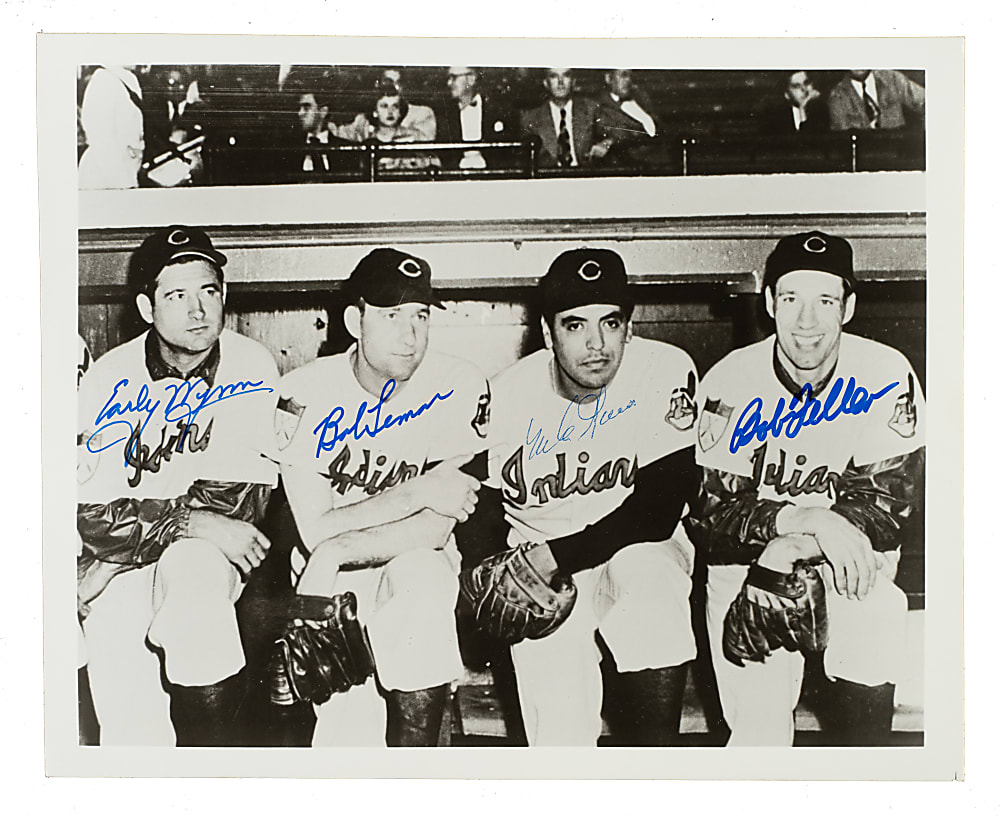 1954 Cleveland Indians Pitching Staff Multi-Signed Photograph